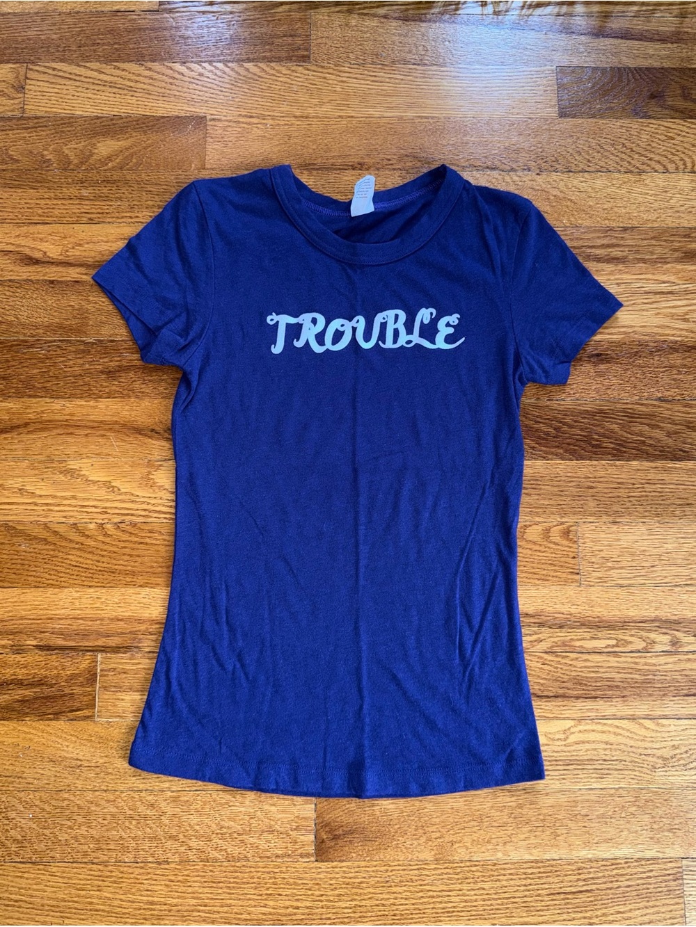 Hollister Vintage Womens Shirt Trouble Petite Medium Baby Tee Y2K Jersey Shore